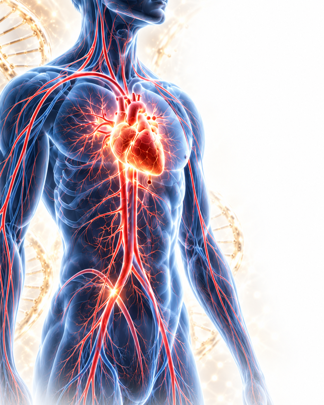 Illustrative cardiovascular anatomy showing the heart, arteries and veins